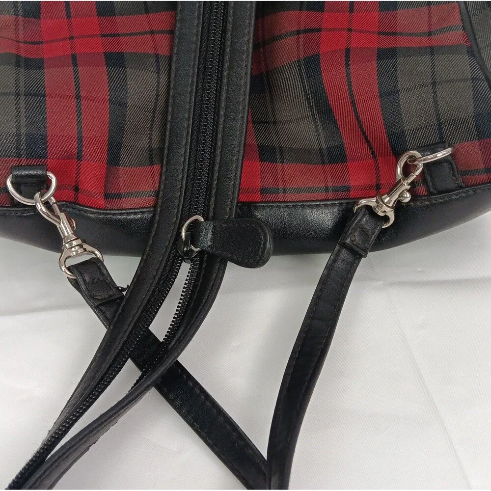 Villager by Liz Claiborne Vintage 90s Y2K Red Tartan Plaid Multiway Backpack